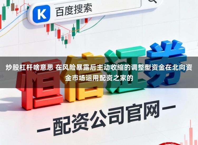 炒股杠杆啥意思 在风险暴露后主动收缩的调整型资金在北向资金市场运用配资之家的